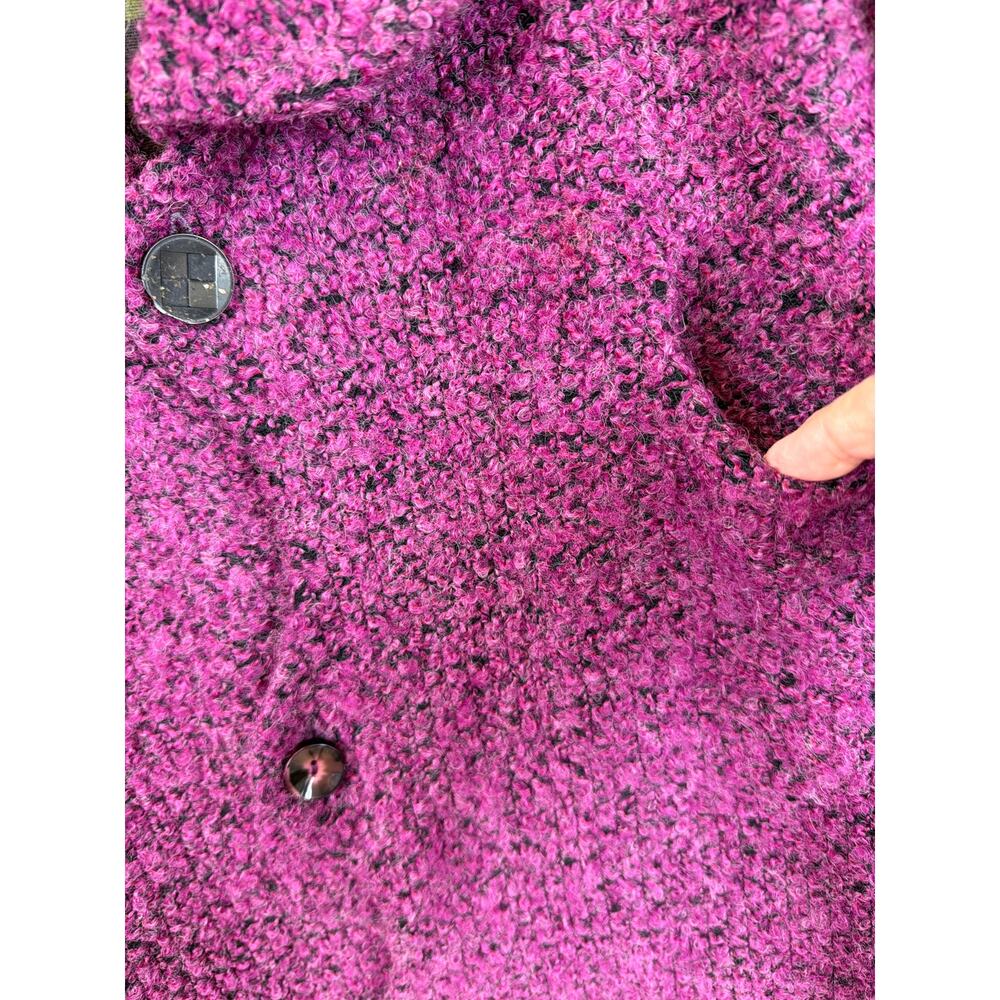 Vintage Bluefish 90's Pink Black Wool Button Down Long Sleeve Jacket Coat MED LG - Picture 2 of 8